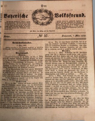 Der bayerische Volksfreund Samstag 7. März 1840