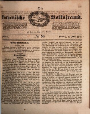 Der bayerische Volksfreund Dienstag 10. März 1840