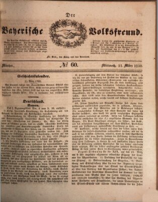 Der bayerische Volksfreund Mittwoch 11. März 1840