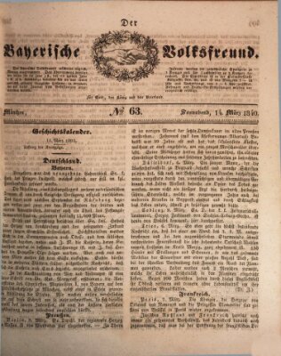 Der bayerische Volksfreund Samstag 14. März 1840