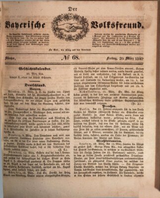 Der bayerische Volksfreund Freitag 20. März 1840