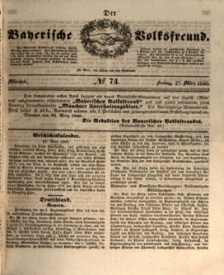 Der bayerische Volksfreund Freitag 27. März 1840