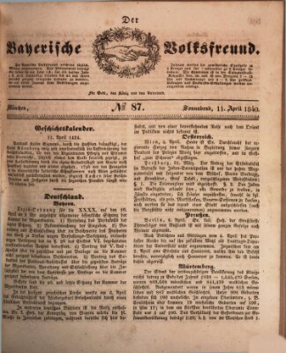 Der bayerische Volksfreund Samstag 11. April 1840