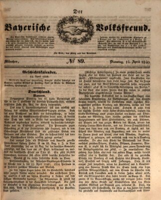 Der bayerische Volksfreund Dienstag 14. April 1840