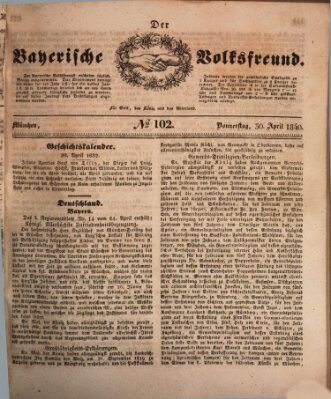 Der bayerische Volksfreund Donnerstag 30. April 1840