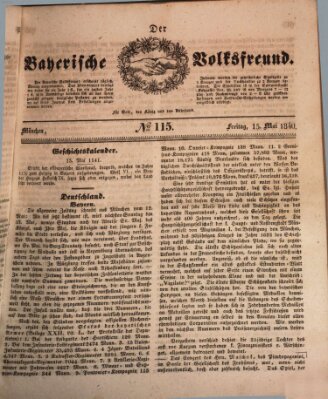 Der bayerische Volksfreund Freitag 15. Mai 1840