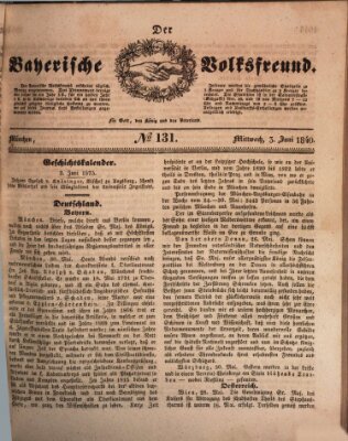 Der bayerische Volksfreund Mittwoch 3. Juni 1840