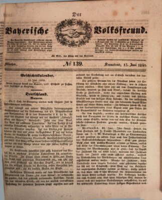 Der bayerische Volksfreund Samstag 13. Juni 1840