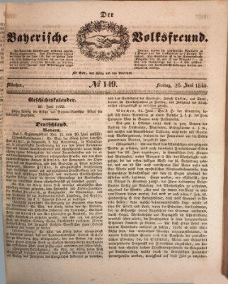 Der bayerische Volksfreund Freitag 26. Juni 1840