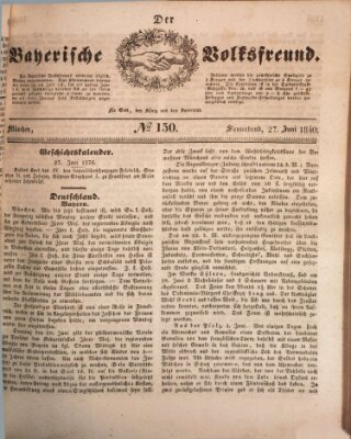 Der bayerische Volksfreund Samstag 27. Juni 1840