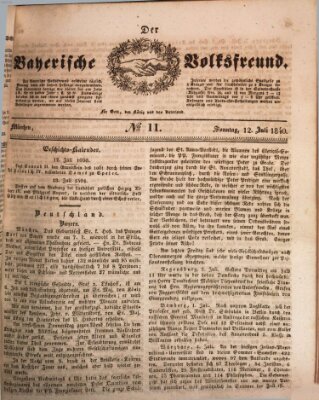 Der bayerische Volksfreund Sonntag 12. Juli 1840