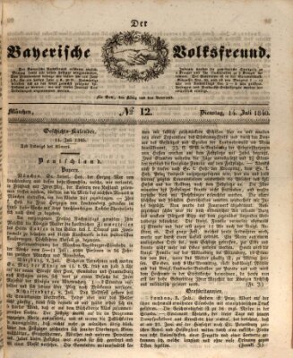 Der bayerische Volksfreund Dienstag 14. Juli 1840