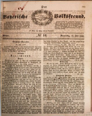 Der bayerische Volksfreund Donnerstag 16. Juli 1840