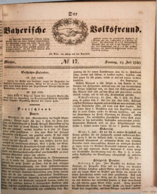 Der bayerische Volksfreund Sonntag 19. Juli 1840