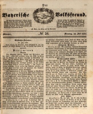 Der bayerische Volksfreund Dienstag 28. Juli 1840