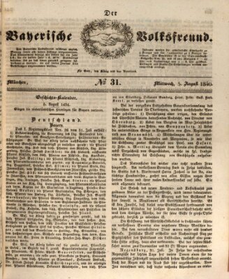 Der bayerische Volksfreund Mittwoch 5. August 1840