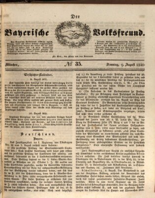 Der bayerische Volksfreund Sonntag 9. August 1840