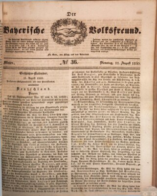 Der bayerische Volksfreund Dienstag 11. August 1840