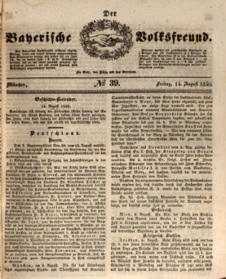 Der bayerische Volksfreund Freitag 14. August 1840