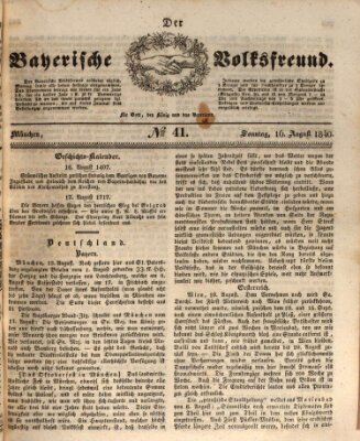 Der bayerische Volksfreund Sonntag 16. August 1840