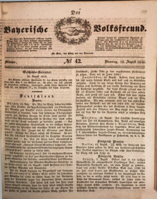 Der bayerische Volksfreund Dienstag 18. August 1840