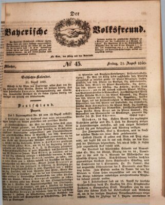 Der bayerische Volksfreund Freitag 21. August 1840