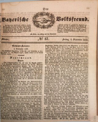 Der bayerische Volksfreund Freitag 4. September 1840