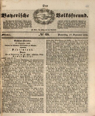 Der bayerische Volksfreund Donnerstag 17. September 1840