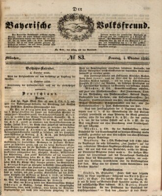 Der bayerische Volksfreund Sonntag 4. Oktober 1840