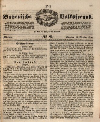 Der bayerische Volksfreund Sonntag 11. Oktober 1840