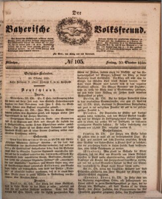 Der bayerische Volksfreund Freitag 30. Oktober 1840