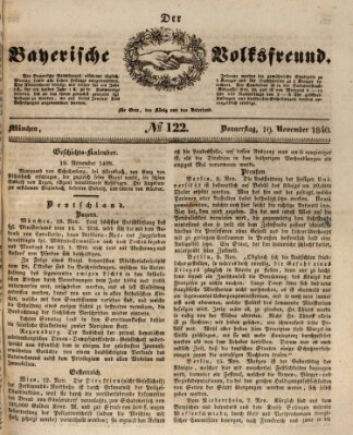 Der bayerische Volksfreund Donnerstag 19. November 1840