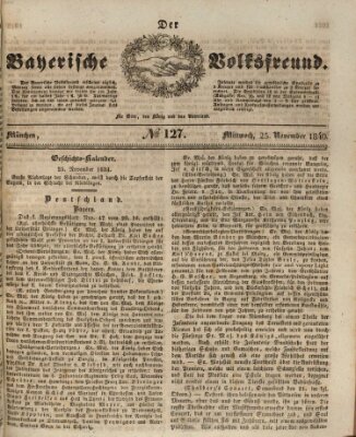 Der bayerische Volksfreund Mittwoch 25. November 1840