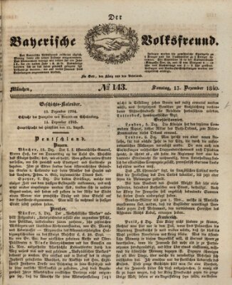 Der bayerische Volksfreund Sonntag 13. Dezember 1840