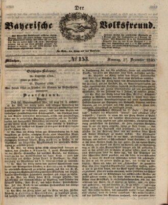 Der bayerische Volksfreund Sonntag 27. Dezember 1840