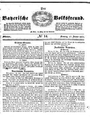 Der bayerische Volksfreund Sonntag 17. Januar 1841