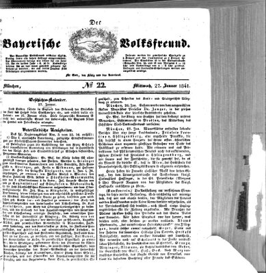 Der bayerische Volksfreund Mittwoch 27. Januar 1841