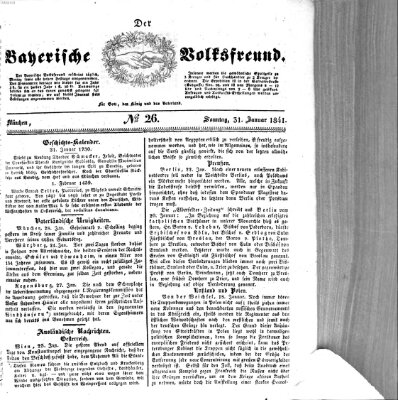 Der bayerische Volksfreund Sonntag 31. Januar 1841