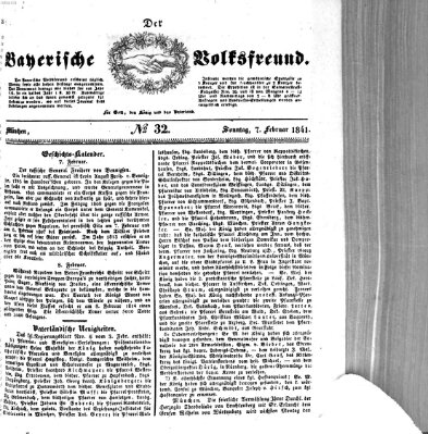 Der bayerische Volksfreund Sonntag 7. Februar 1841