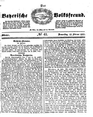 Der bayerische Volksfreund Donnerstag 18. Februar 1841