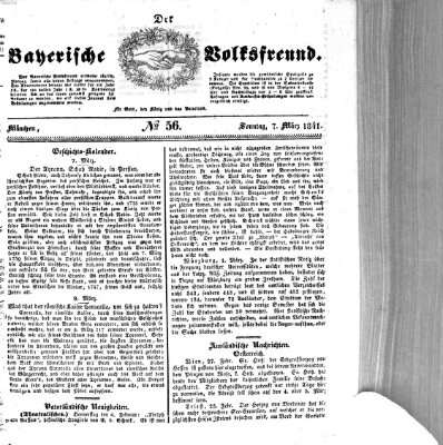 Der bayerische Volksfreund Sonntag 7. März 1841