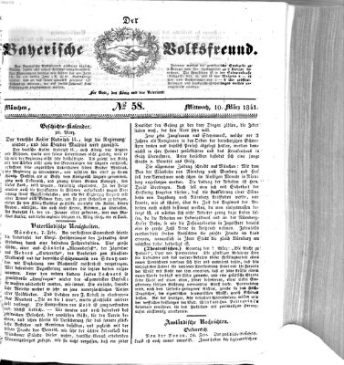 Der bayerische Volksfreund Mittwoch 10. März 1841