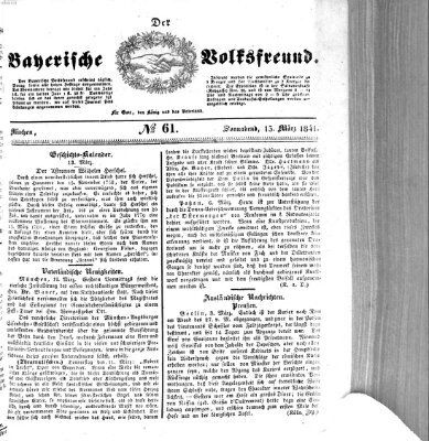 Der bayerische Volksfreund Samstag 13. März 1841