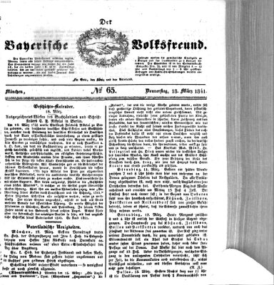 Der bayerische Volksfreund Donnerstag 18. März 1841