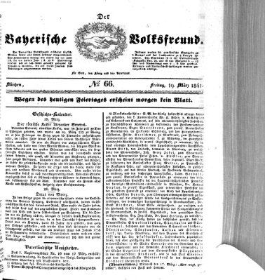 Der bayerische Volksfreund Freitag 19. März 1841