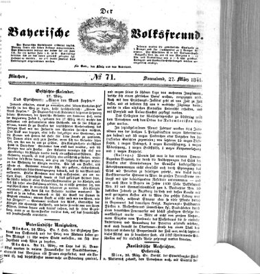 Der bayerische Volksfreund Samstag 27. März 1841