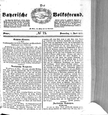 Der bayerische Volksfreund Donnerstag 1. April 1841