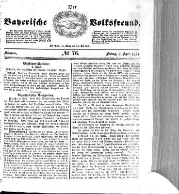 Der bayerische Volksfreund Freitag 2. April 1841