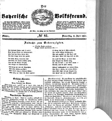 Der bayerische Volksfreund Donnerstag 8. April 1841