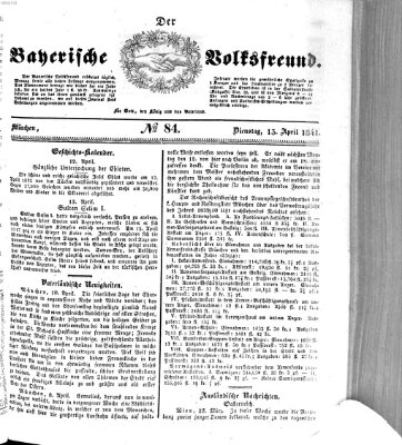 Der bayerische Volksfreund Dienstag 13. April 1841